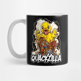 Retro Quackzilla Pun Duck Gifts Men Women Kids Funny Duck Mug